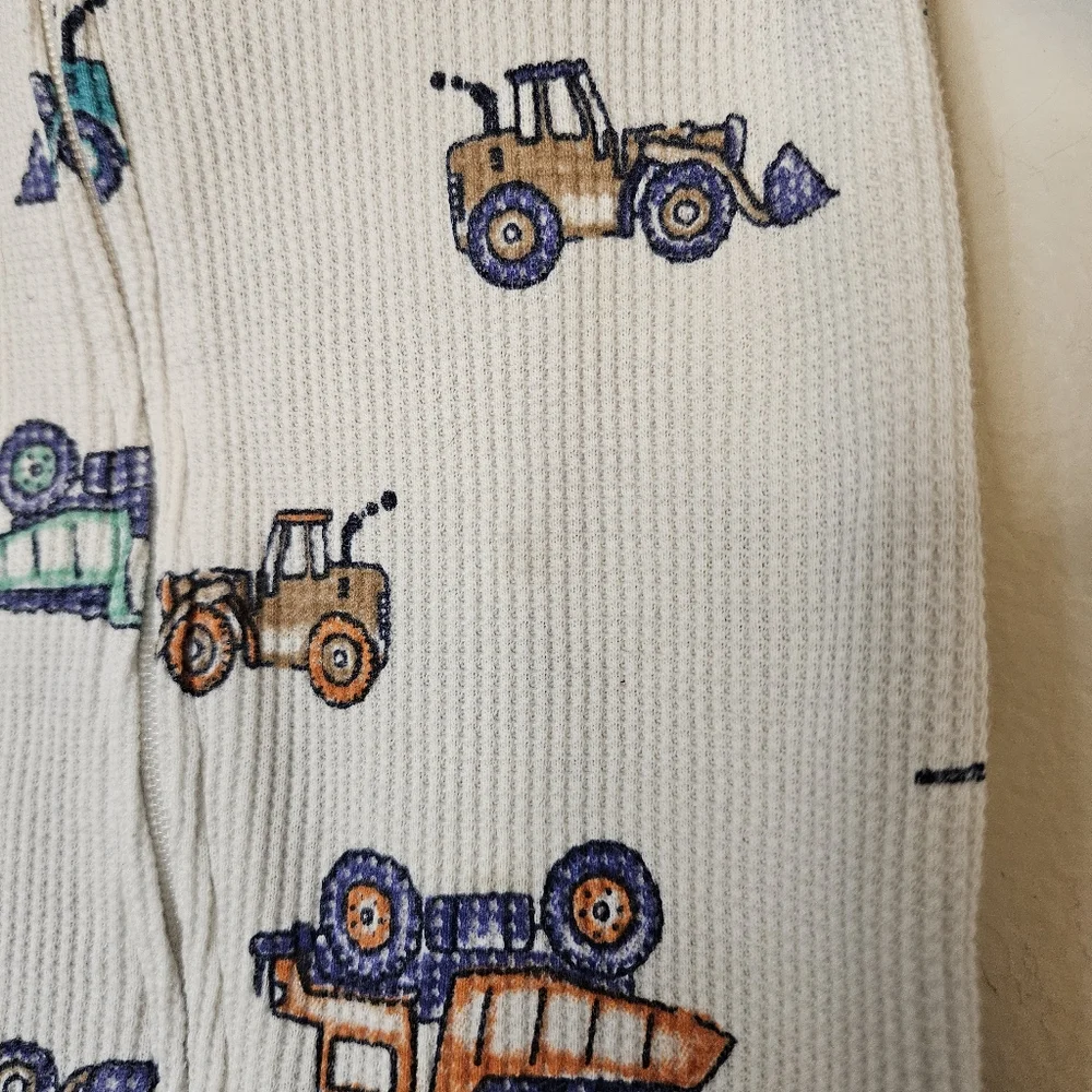 Carter's Baby Car 2-Way Zip Waffle Knit Sleep & Play Pajamas Ivory Vehicles